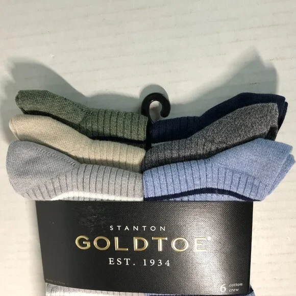 Gold Toe Socks Men Size 6-12.5 “Stanton Crew” Long Dress Socks 6 Pairs Blue/gray - Picture 4 of 7